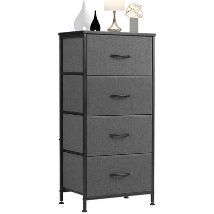 Sweet Furniture S - Dresser for Bedroom, Storage Drawers, Skinny Fabric Storage Tower with 4 Drawers