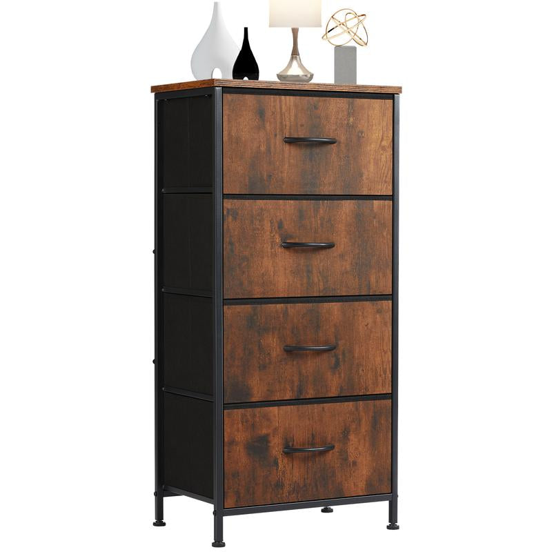 Sweet Furniture S - Dresser for Bedroom, Storage Drawers, Skinny Fabric Storage Tower with 4 Drawers