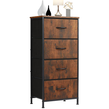 Sweet Furniture S - Dresser for Bedroom, Storage Drawers, Skinny Fabric Storage Tower with 4 Drawers