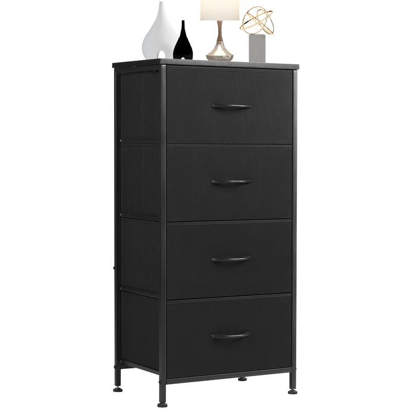 Sweet Furniture S - Dresser for Bedroom, Storage Drawers, Skinny Fabric Storage Tower with 4 Drawers