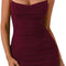 Women'S Ruched Bodycon Mini Dress Summer Spaghetti Strap Party Club Dresses